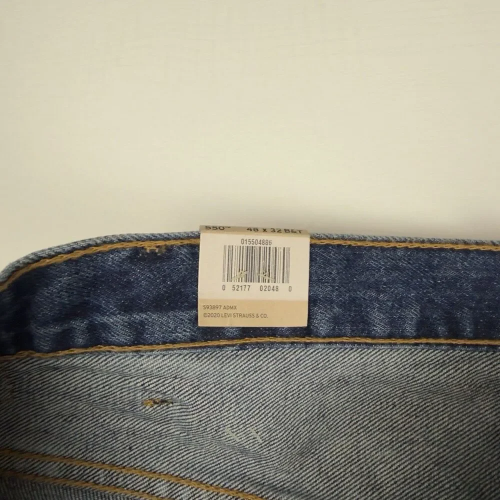 Levis 550 Jeans Men's 46x32 Big & Tall Tapered Leg Medium Wash Blue Denim NWT